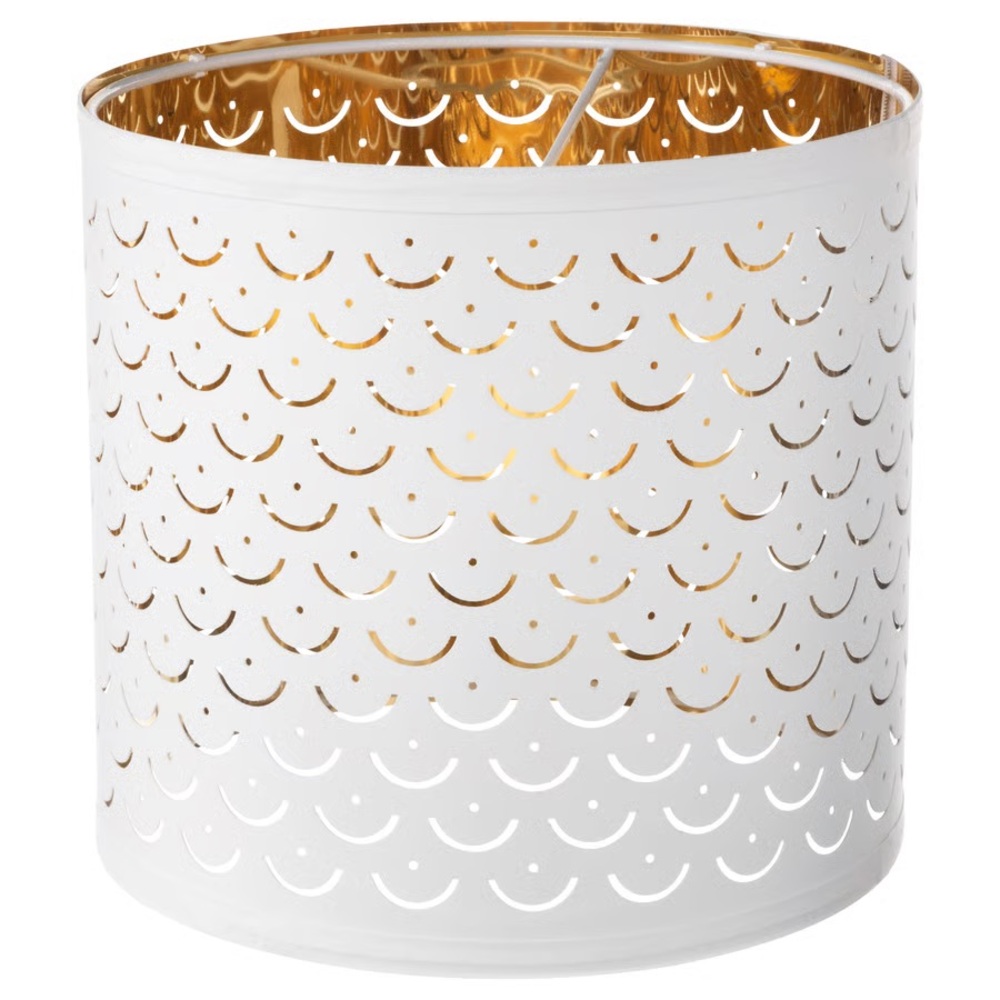 IKEA NYMÖ Drum Lamp Shade 9” White Brass Color Perforated Modern Light Shade NEW